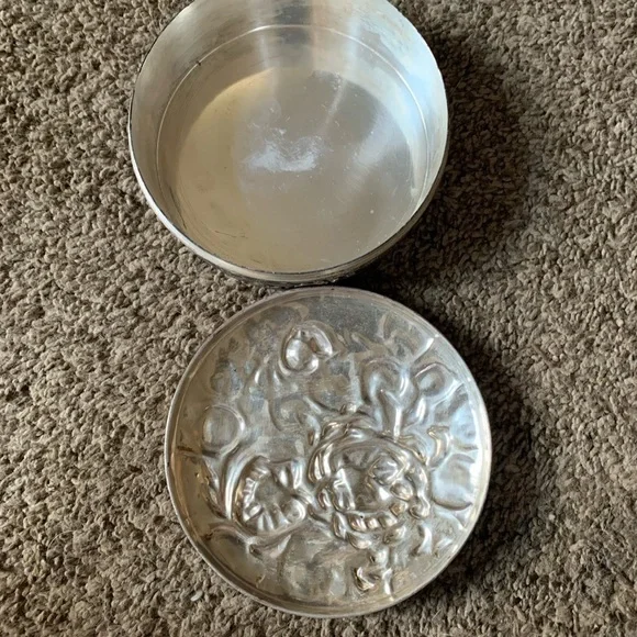 Vintage Mid 20th Century Chinese Silvered Metal Covered Dish